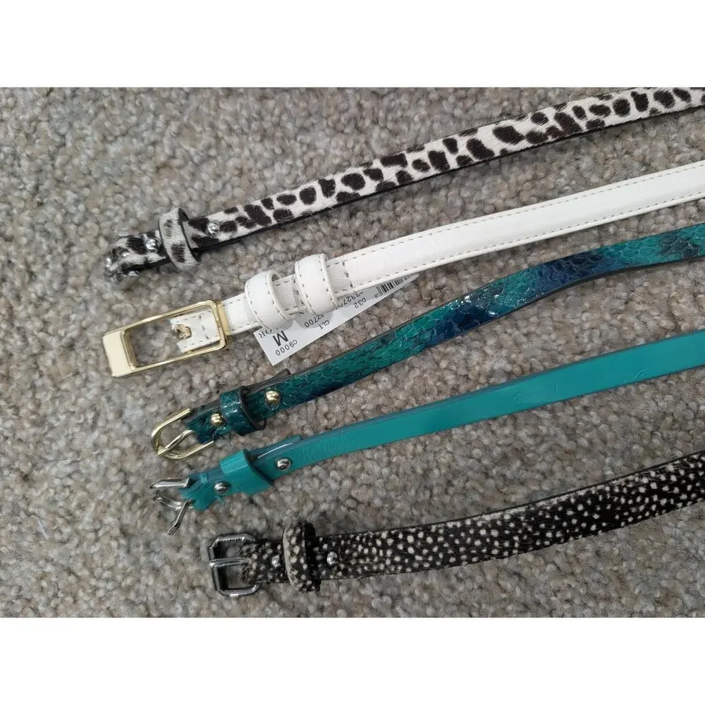 Belts: Skinny Mixed Texture Lot – Animal Print, Chic & Bohemian – Sizes S & M